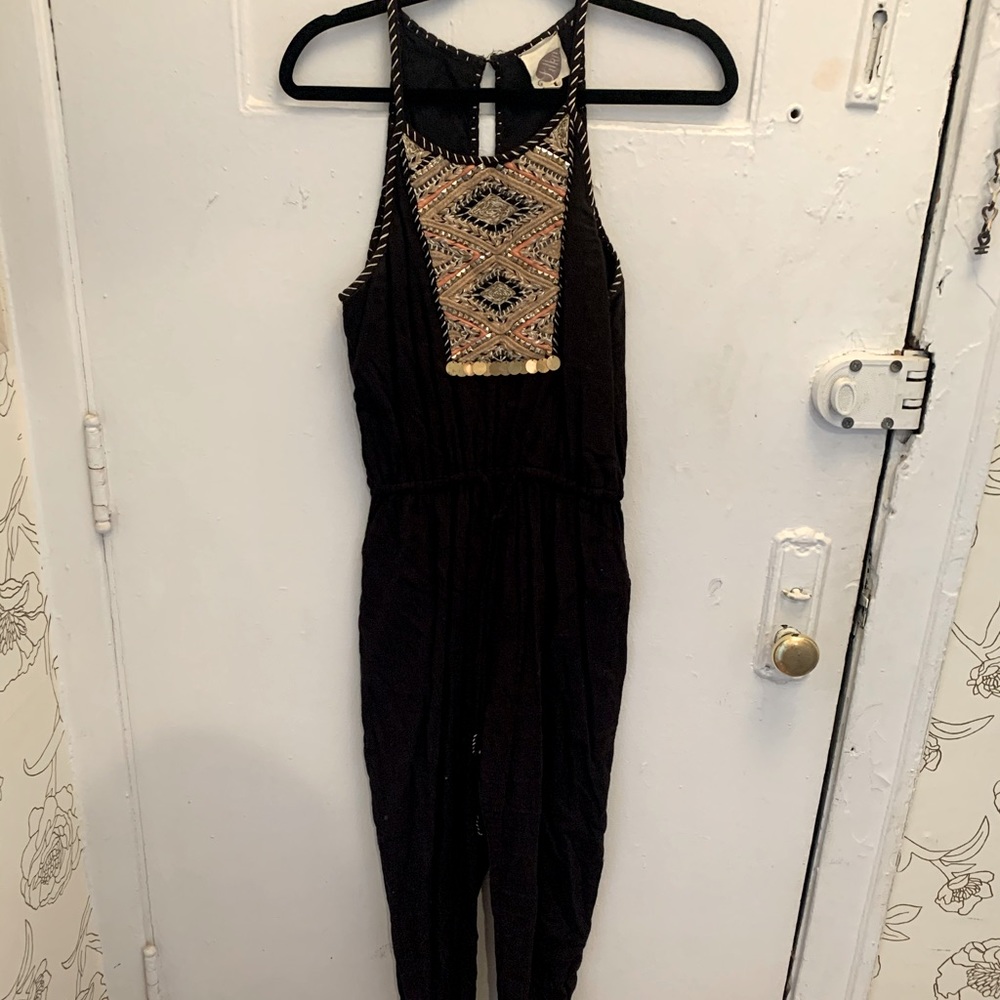 Anthropologie embellished black jumpsuit